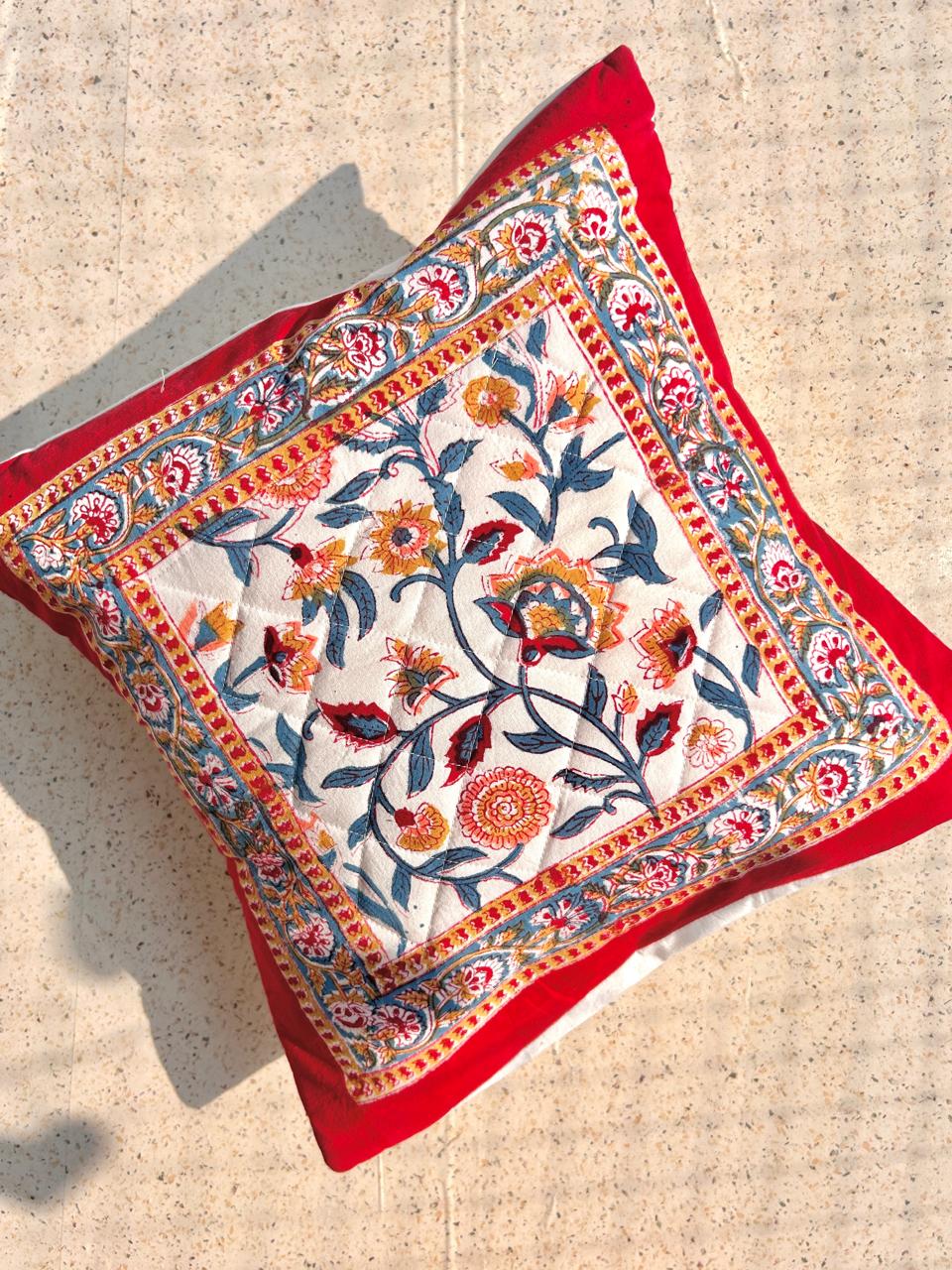 Block printed Quilted Cushion covers