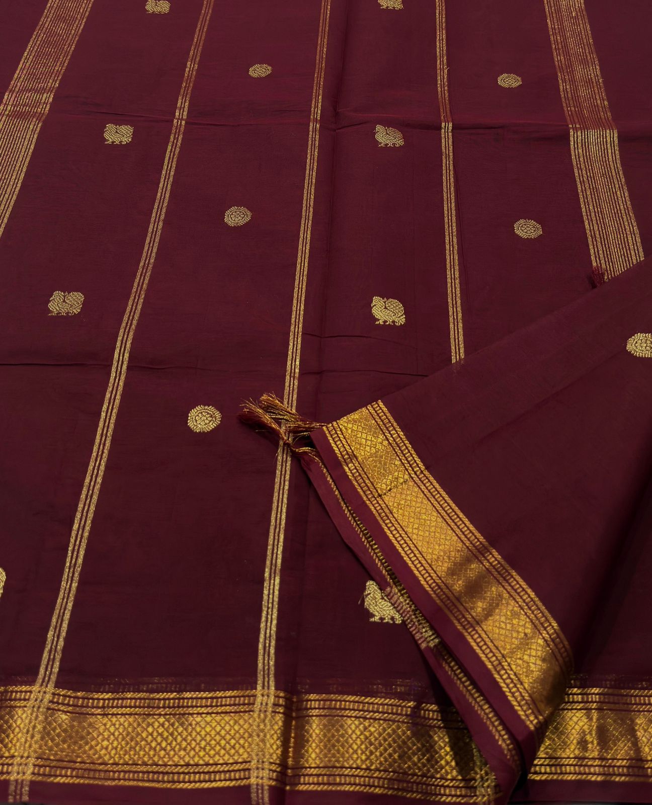 Maroon Kanchi cotton with annam zari pallu
