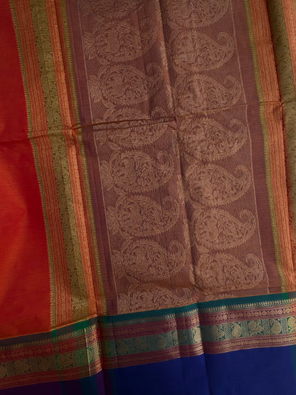 Kanchi cotton with annam zari butta weaves & grand pallu