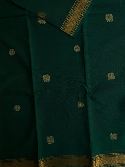 Kanchi cotton saree with annam zari weaves - green