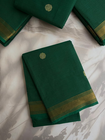 Kanchi cotton saree with annam zari weaves - green
