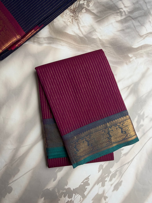 Kanchi cotton saree with Vairaoosi weaves