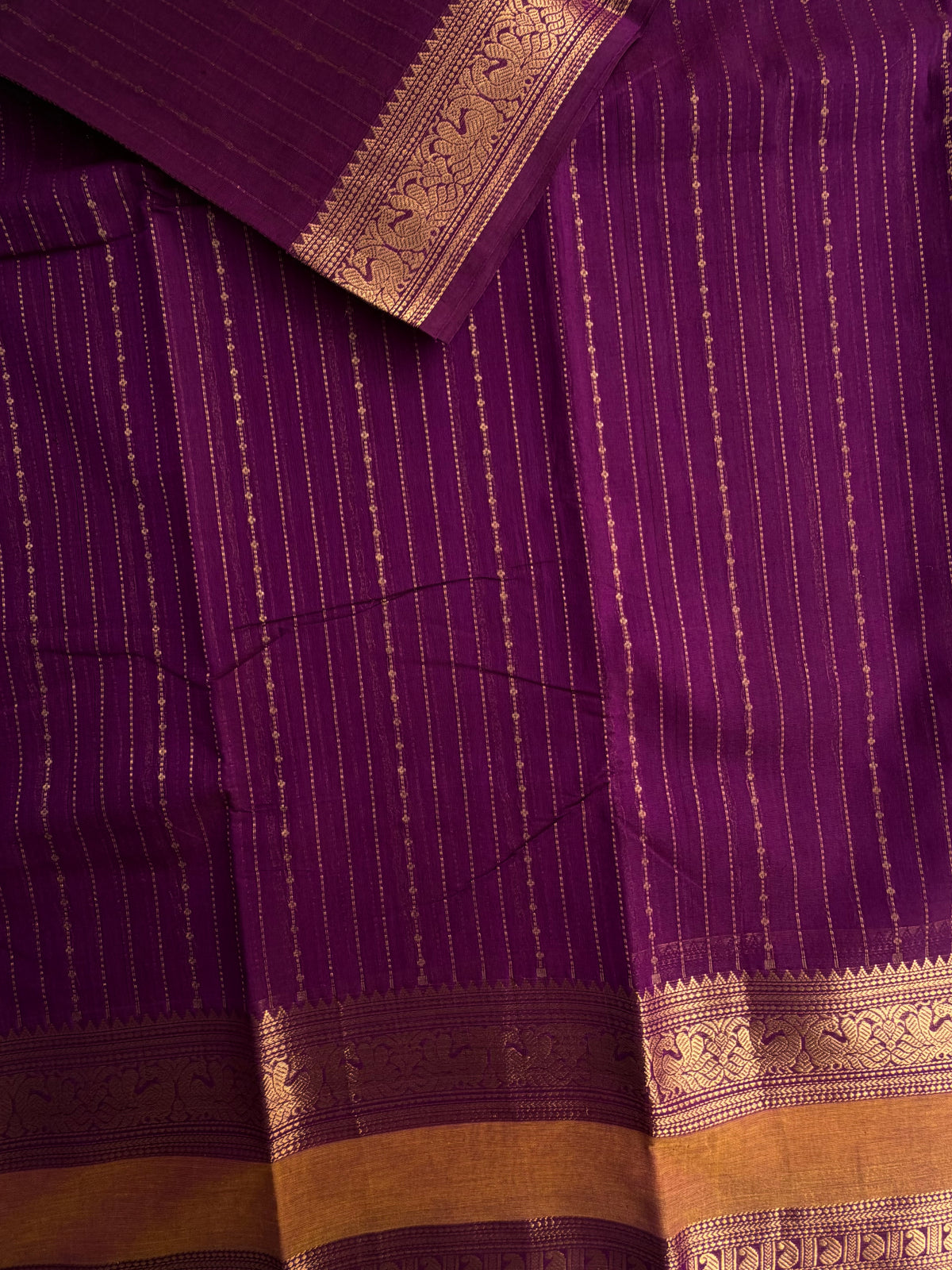 Kanchi Cotton saree with Vairaoosi weaves & grand pallu - violet