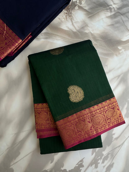 Kanchi cotton saree with butta weaves & grand pallu