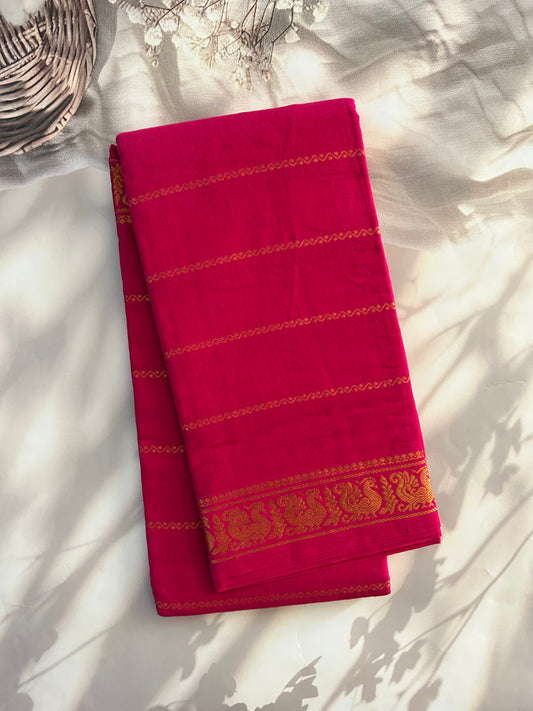 Velthari Sungudi Cotton saree deep pink