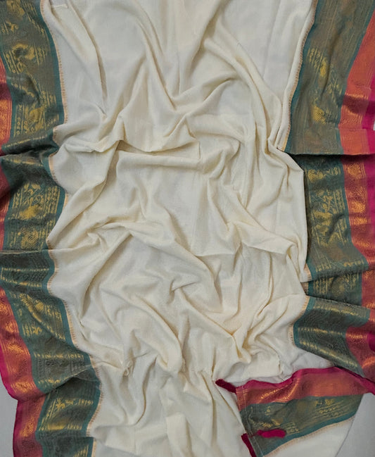 Mul mul saree with zari border