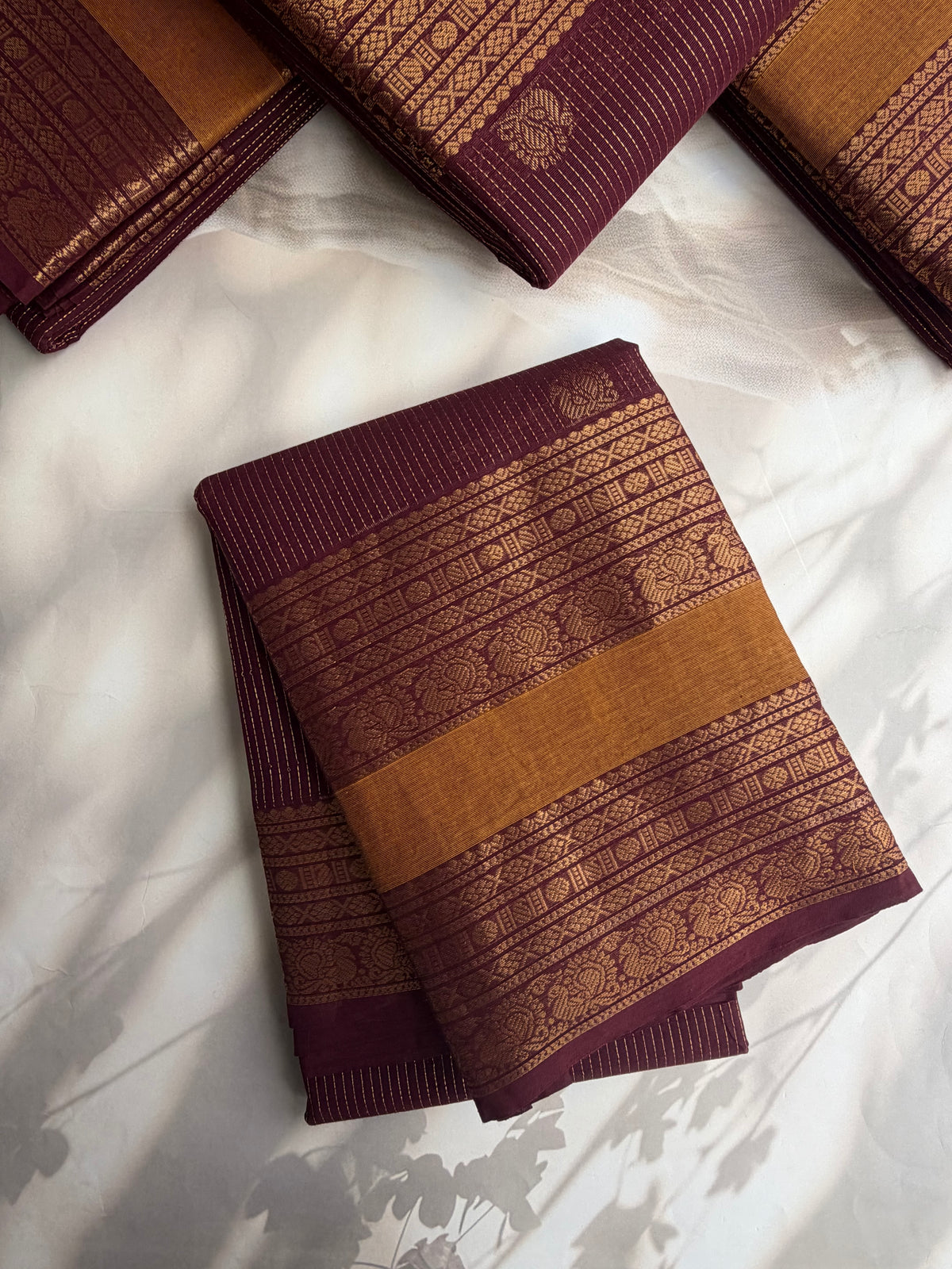 Kanchi Cotton saree with vairaoosi & butta weaves with grand pallu brown