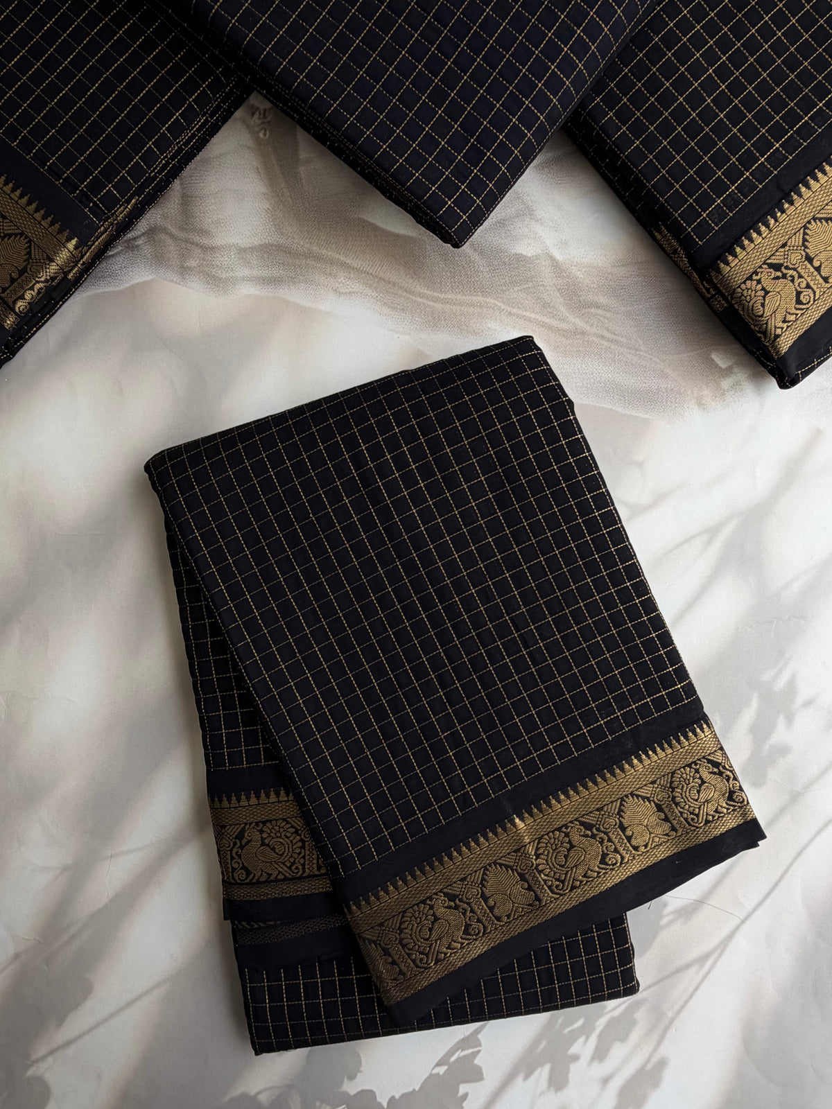 120 count mercerised Kanchi cotton saree with zari kattam & grand pallu
