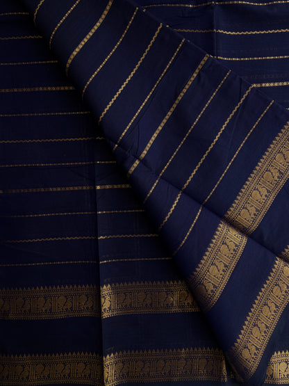 Kanchi cotton saree with Velthari pattern weaves dark blue