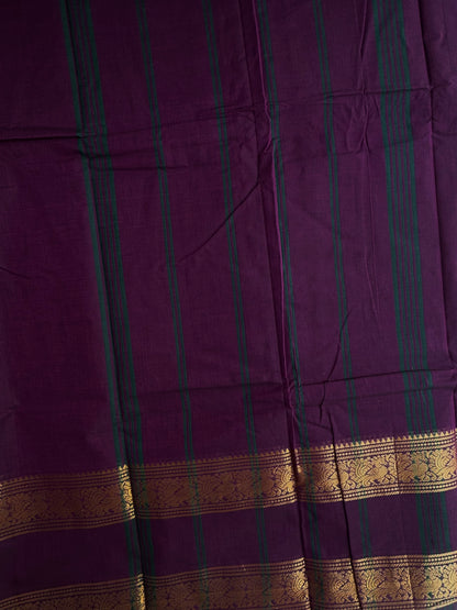 Kanchi cotton with peacock design zari weaves