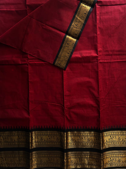 Kanchi cotton saree with rettapett border