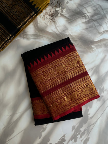 Kanchi cotton saree with rettapett border