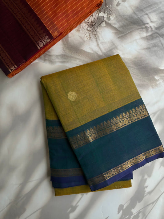 Premium Kanchi cotton with annam zari weaves and grand pallu