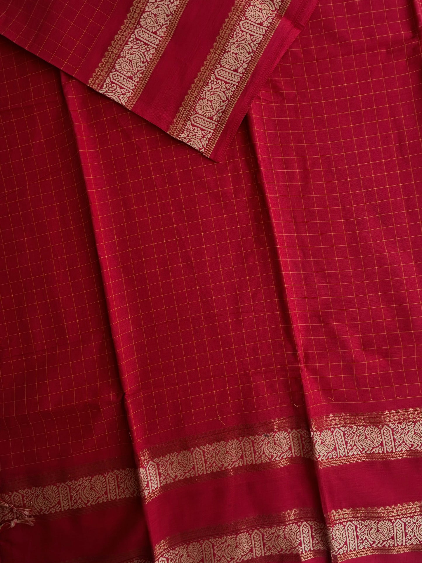 Kanchi cotton saree in kattam pattern