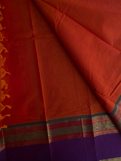 Kanchi cotton with annam zari butta weaves & grand pallu