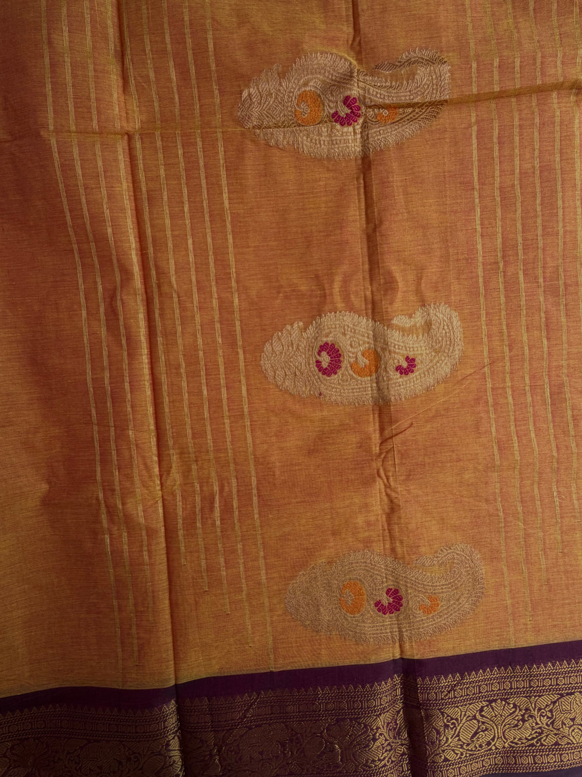 Kanchi cotton saree with butta weaves & zari pallu