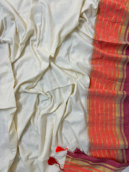 Mul mul saree with zari border