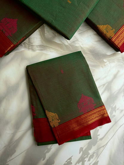 Kanchi cotton saree with butta weaves