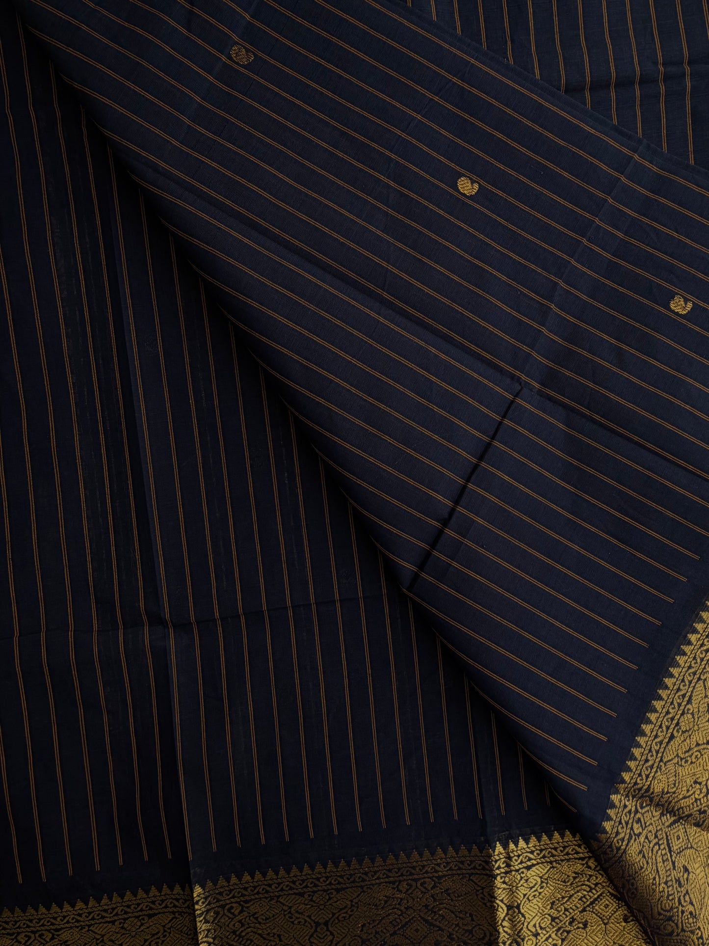 Kanchi cotton saree with butta weaves & stripes