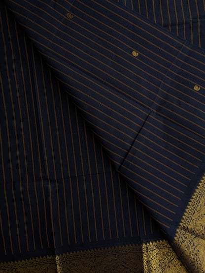 Kanchi cotton saree with butta weaves & stripes