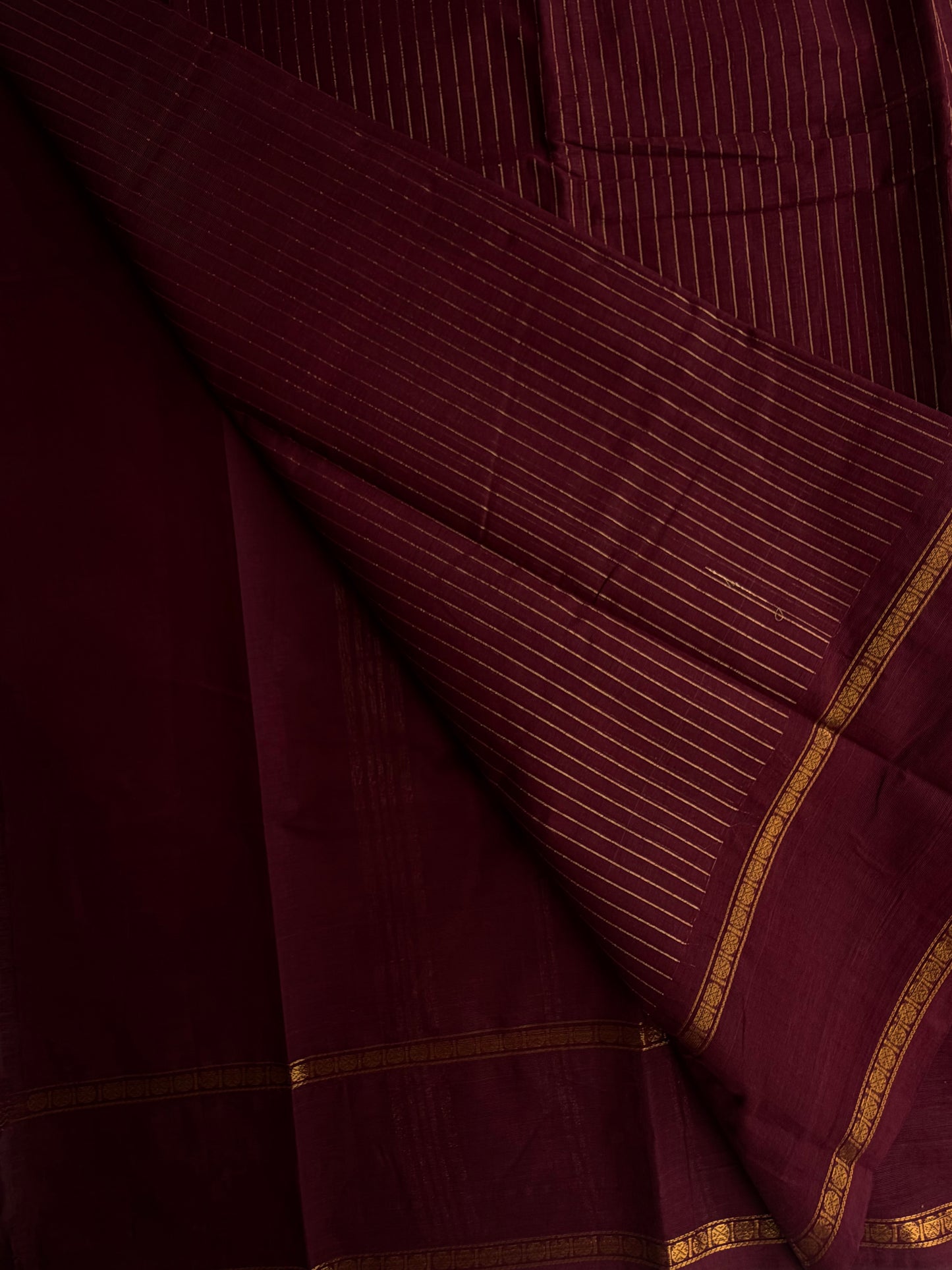 Kanchi cotton saree in Vairaoosi pattern maroon