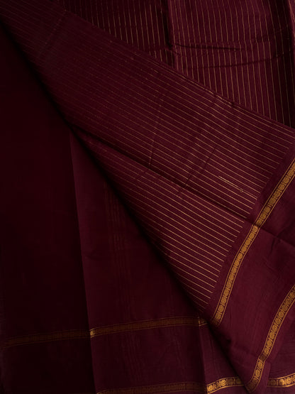 Kanchi cotton saree in Vairaoosi pattern maroon