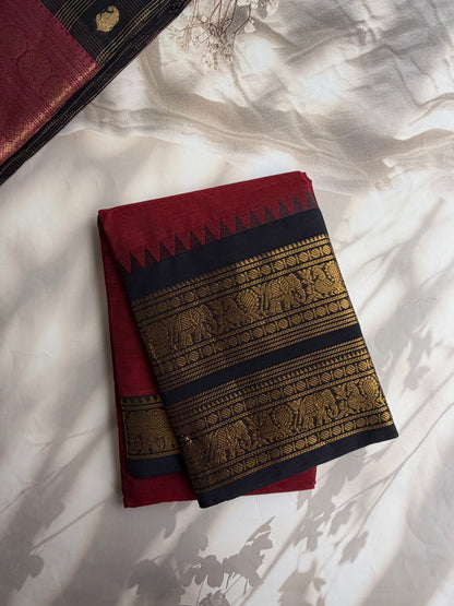 Kanchi cotton saree with rettapett border