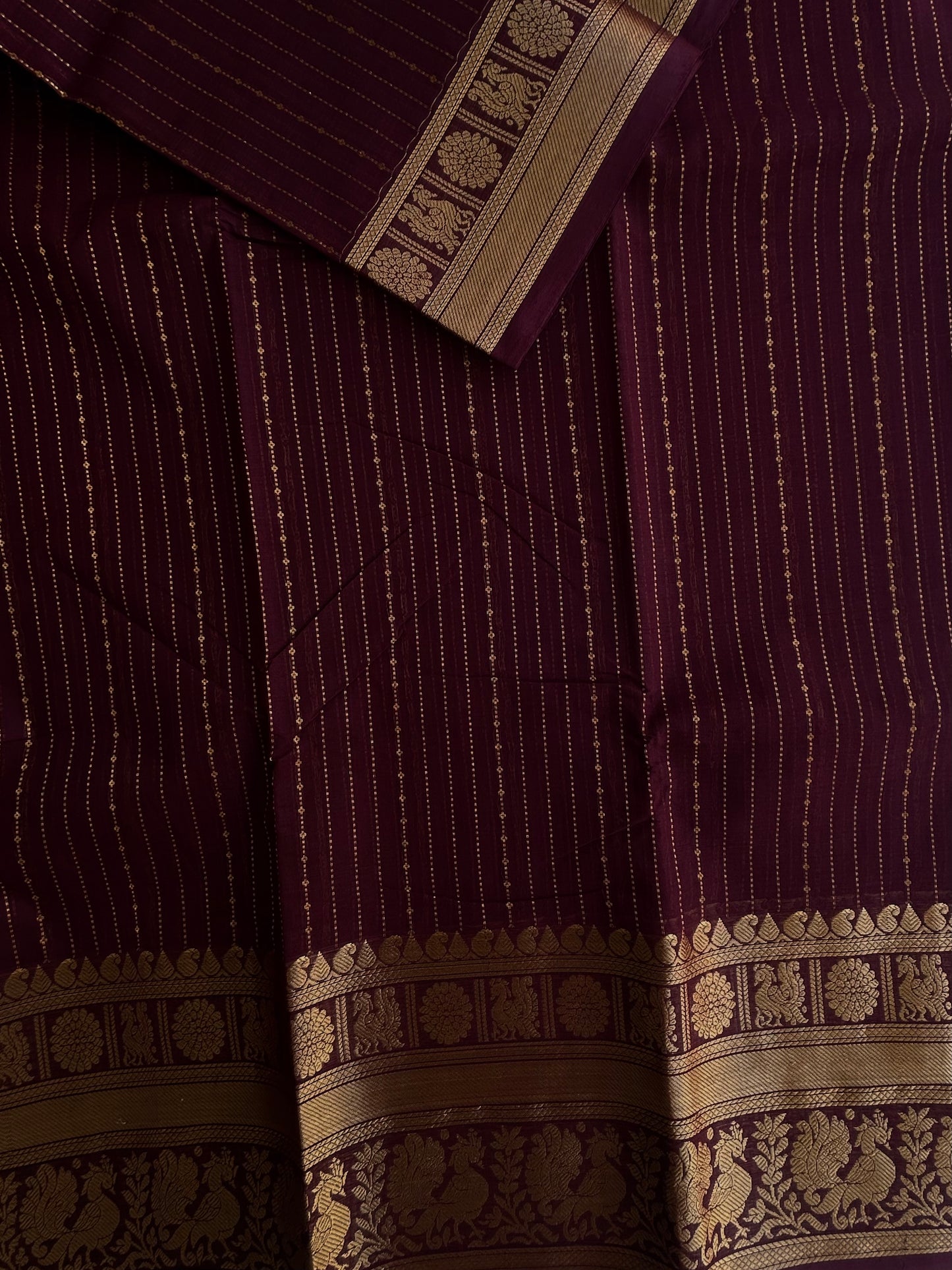 Kanchi cotton Vairaoosi weaves & grand pallu Brown