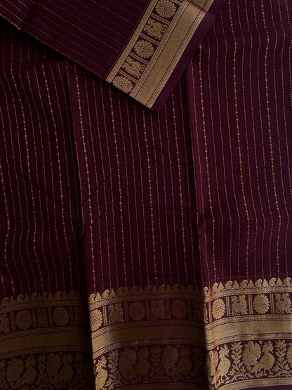 Kanchi cotton Vairaoosi weaves & grand pallu Brown
