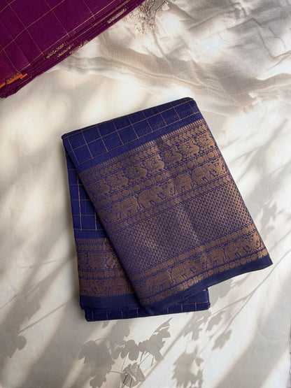 Kanchi cotton saree with zari kattam & grand pallu