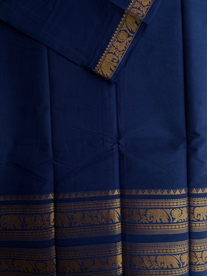 Sungudi saree with rettapett border - blue