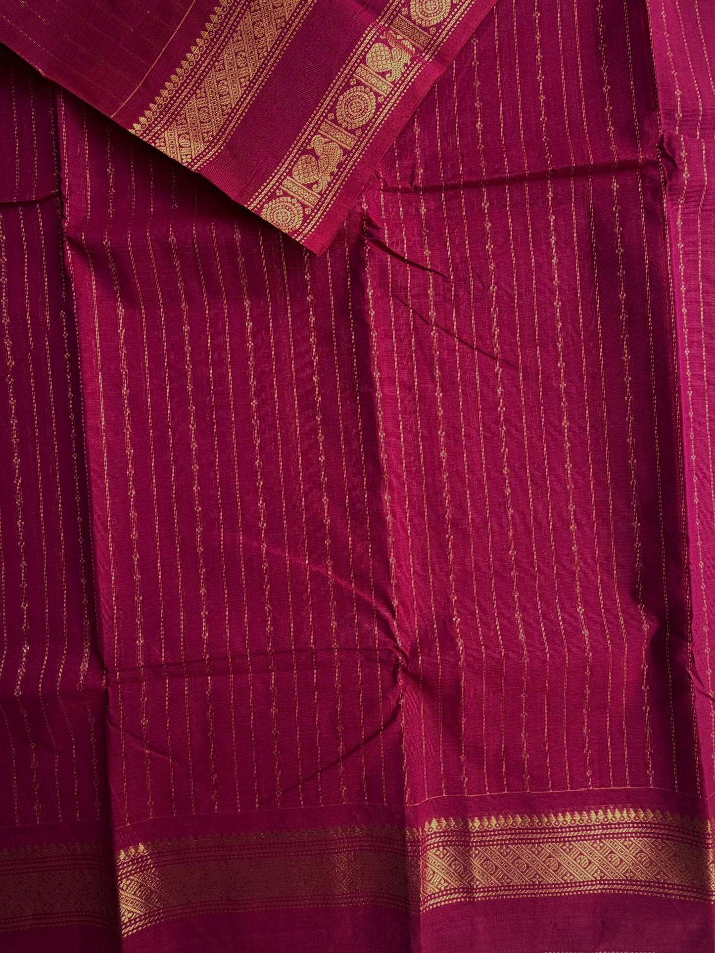 Kanchi cotton saree with vairaoosi weaves pink