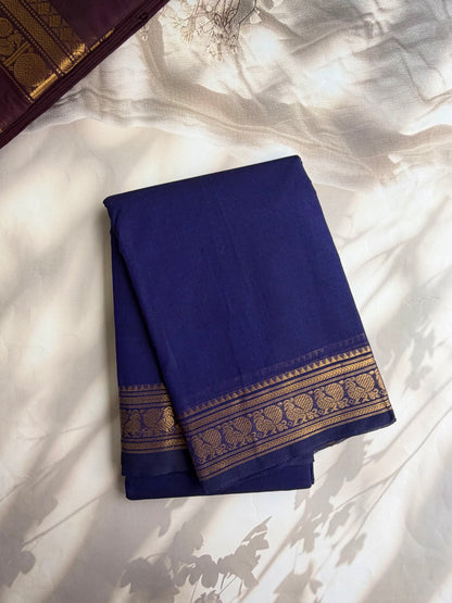 Kanchi cotton saree with peacock zari weaves