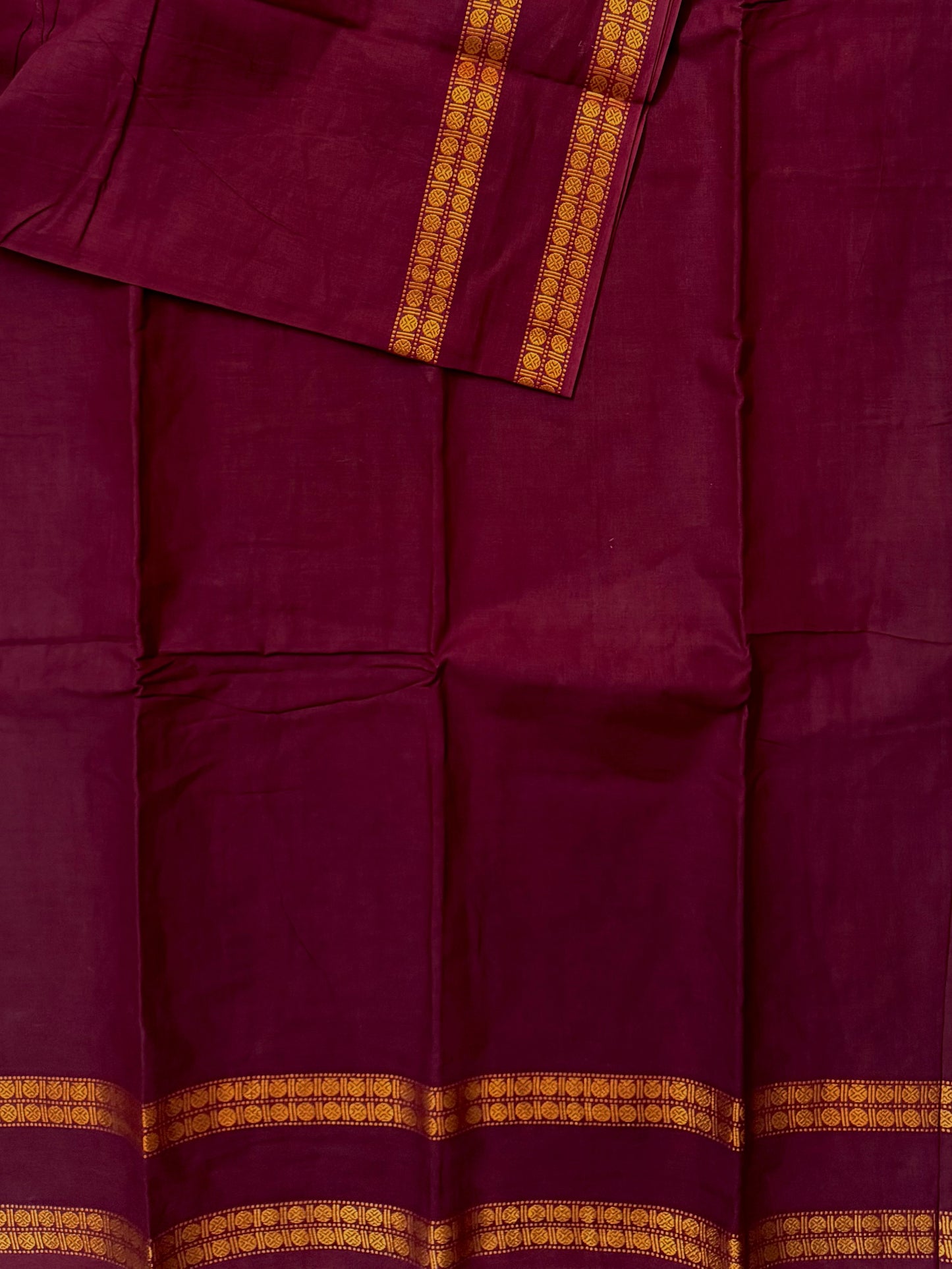 Sungudi saree with minimal zari border maroon