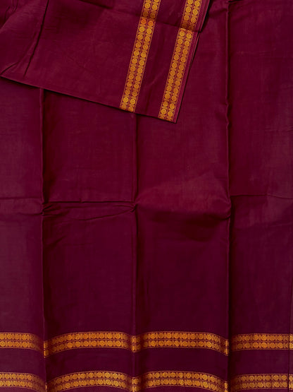 Sungudi saree with minimal zari border maroon