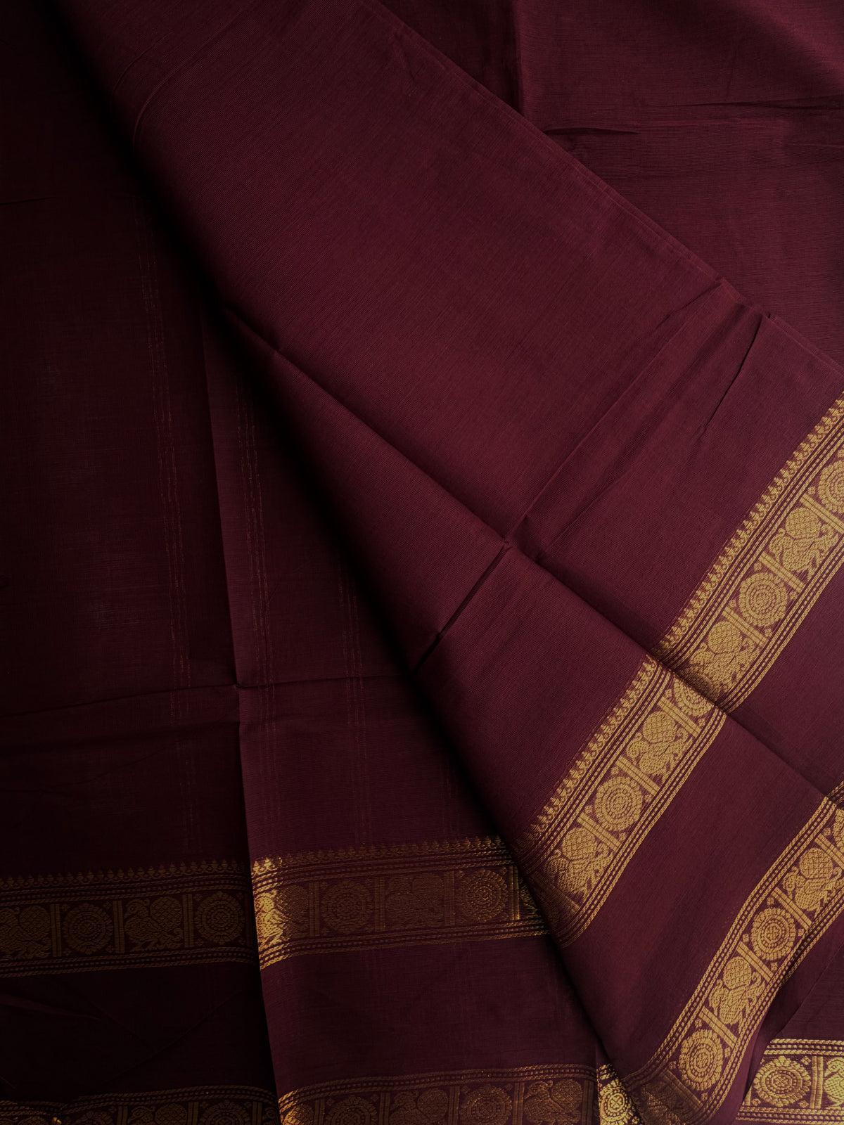 Kanchi cotton saree with zari weaves - maroon