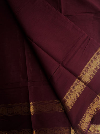 Kanchi cotton saree with zari weaves - maroon