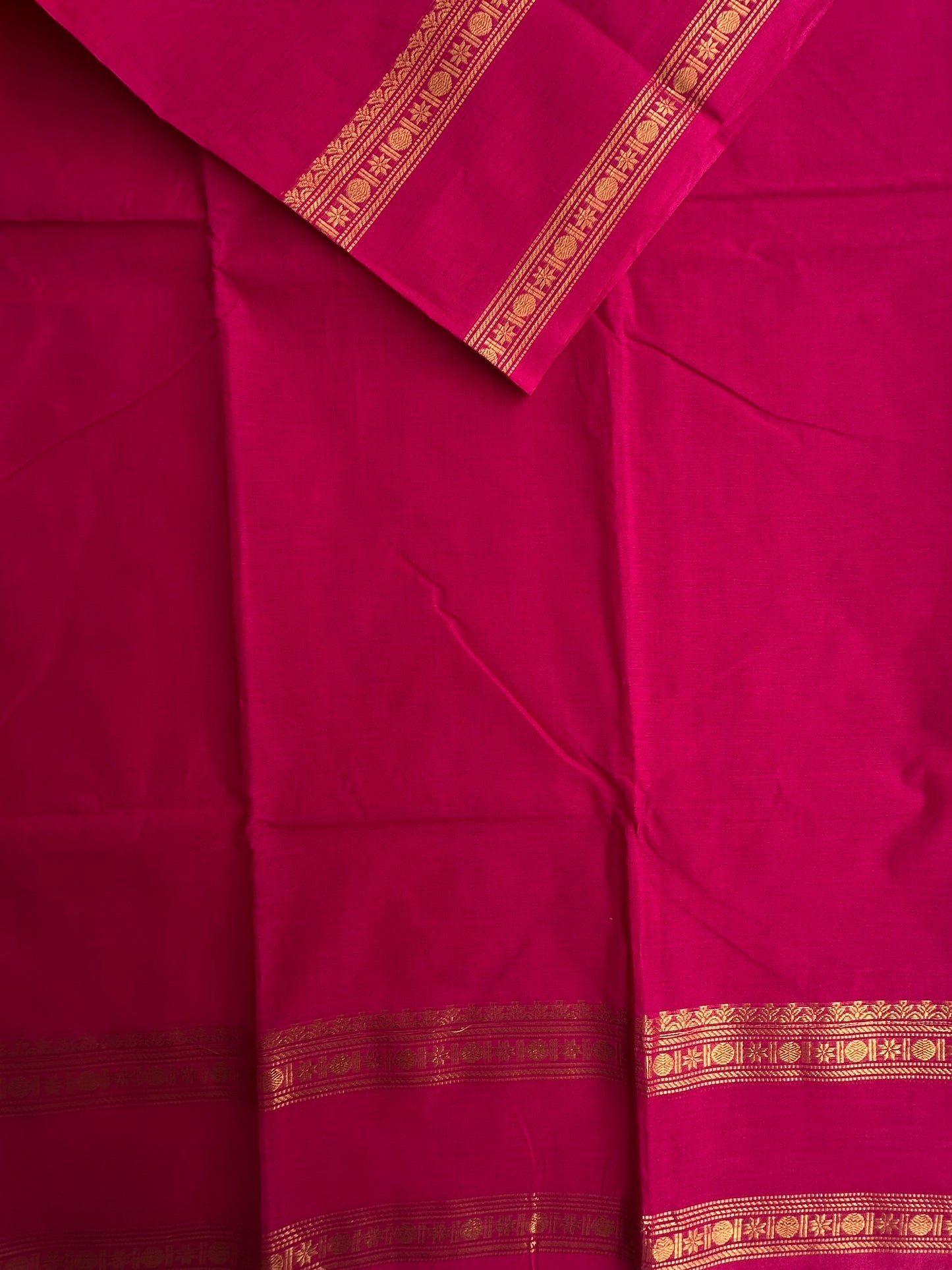 Kanchi cotton saree in zari weaves pink