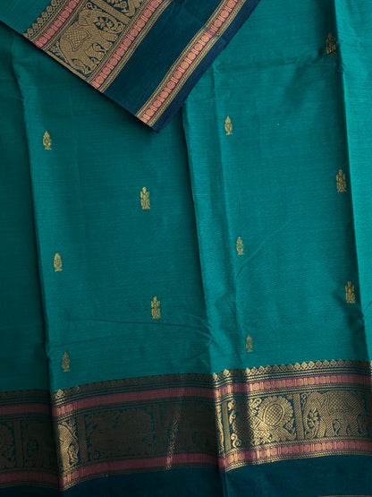 Kanchi cotton saree with butta weaves