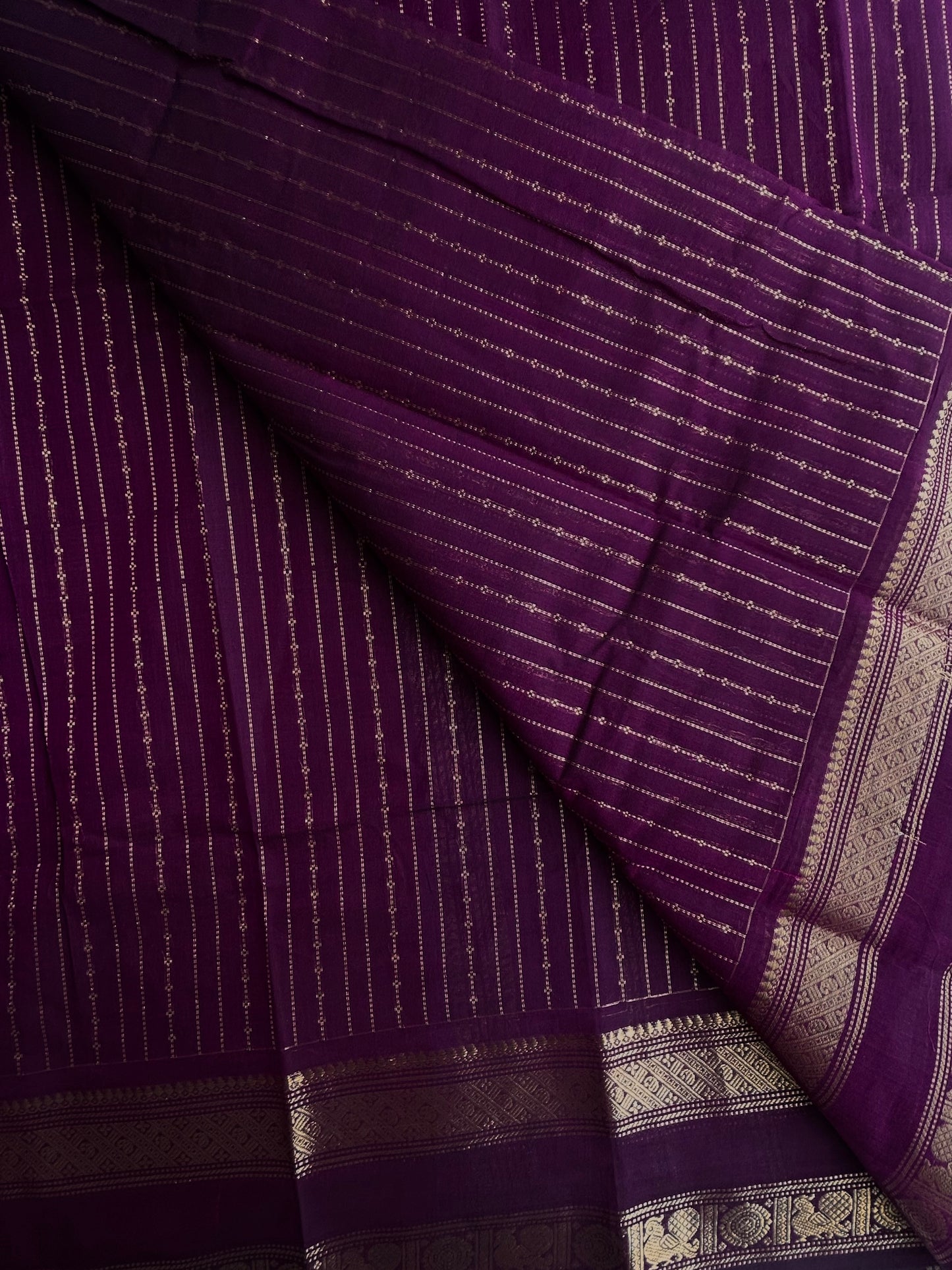 Kanchi Cotton saree with Vairaoosi weaves - purple