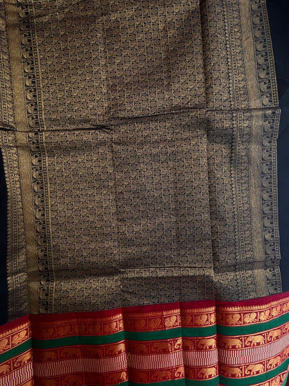 Kanchi cotton saree in butta weaves & grand pallu