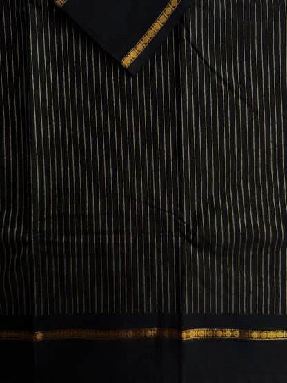 Kanchi cotton saree with Vairaoosi weaves - black