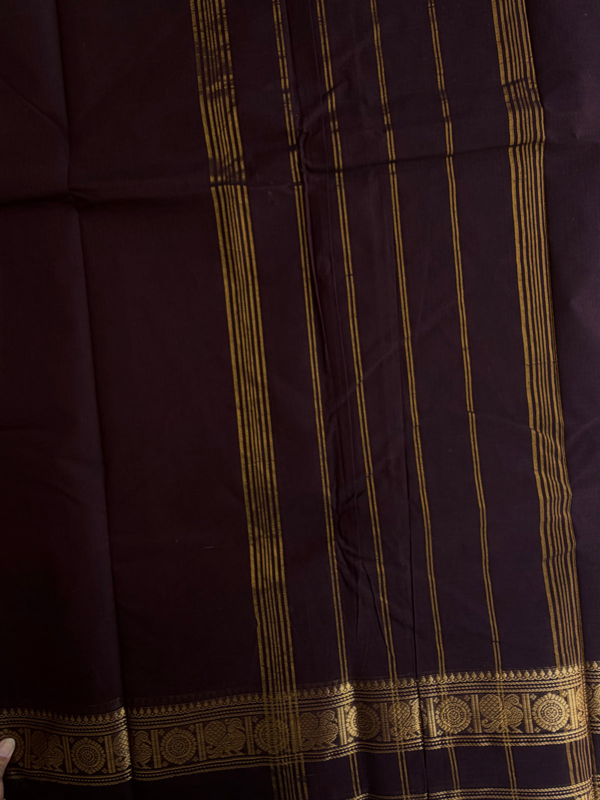 Kanchi cotton saree with zari weaves brown