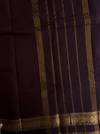 Kanchi cotton saree with zari weaves brown