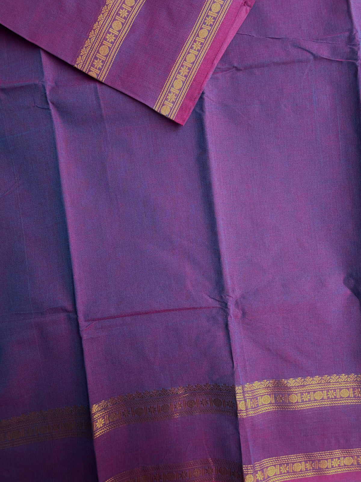 Kanchi cotton saree with zari border dual tone