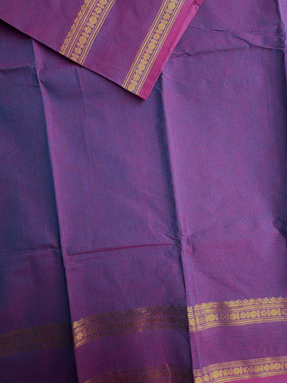 Kanchi cotton saree with zari border dual tone
