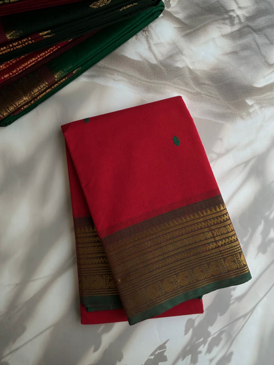 Kanchi cotton saree with butta weaves