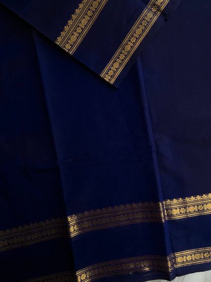 Blue Kanchi cotton saree with zari border