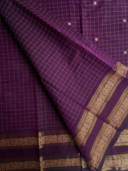 Kanchi cotton saree with kattam & butta weaves