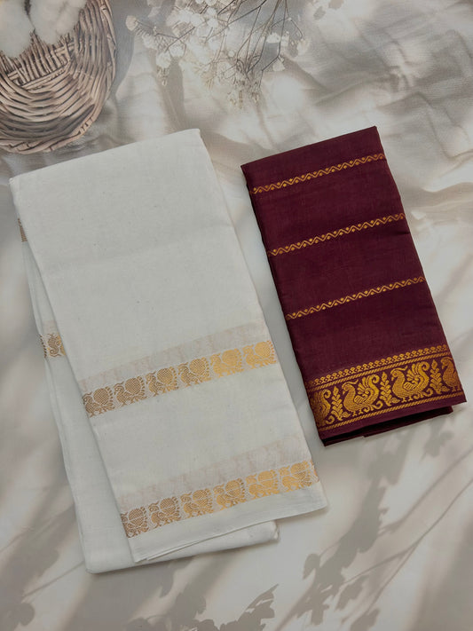 Sungudi Cotton saree with peacock zari border